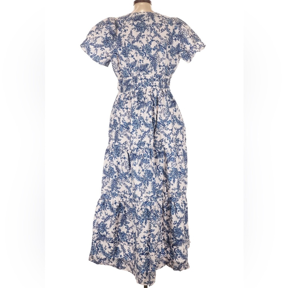 Anthropologie Somerset Maxi Dress Blue White Floral Toile Maeve Large Cotton - Picture 3 of 4